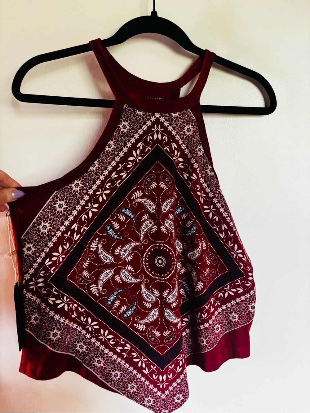 Shyanne Red Bandana Print Halter Tank Top - Picture 3 of 4